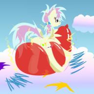 FireAlpaca GIMP Sky_Popper author_gift balloon_bits balloon_popping balloon_riding bits cloud colour cutie_mark digital electricity featureless_crotch female lightning pegasus plot popping thunder // 3600x3600 // 5.3MB