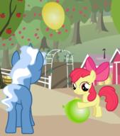 Apple_Bloom MLPFiM Pokey_Pierce balloons butt plot // 304x345 // 111.8KB