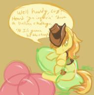 Appleloosa Braeburn FireAlpaca Friendship_is_Magic MLP My_Little_Pony author_gift balloon_popping balloon_sitting balloons bits colour colt digital fim hat male monologue s2p speech stallion text // 447x451 // 135.9KB