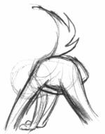 Yum bent_over crotch_view featureless_crotch pantsless pencil pencil_sketch questionable raised_tail sketch // 384x492 // 18.2KB