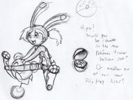 Azurill Bunni Luna Misty Nintendo Pokemon balloonie balloons cosplay female ink ink_sketch kibrosian long_ears open_mouth shorts sitting sketch // 1630x1229 // 479.3KB
