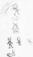 Yum action attack bidactyl bottomless butt doodle feet felyne foot ink ink_sketch long_ears open_mouth plushie rough shirt shorts sketch toy what // 1597x2731 // 848.0KB