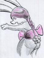 Bunni bow colour doodle fail female ink ink_sketch kibrosian long_ears open_mouth questionable sketch what // 856x1132 // 265.2KB