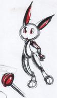 Candy androgynous candy_red colour curiousity featureless_crotch ink ink_sketch lollipop long_ears open_mouth robot sketch sucker toy what // 643x1112 // 138.2KB