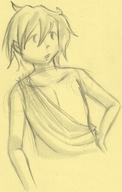 greyscale human marker open_mouth pencil pencil_sketch sketch unidentified_character vest // 686x1081 // 142.2KB