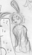 Bunni androgynous doodle fang long_ears open_mouth oversized_shirt pencil pencil_sketch rough sex_neutral sketch tooth // 534x914 // 112.7KB