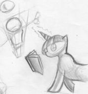 Friendship_is_Magic My_Little_Pony book fanart female horn magic pencil pencil_sketch sketch unicorn // 791x850 // 109.7KB