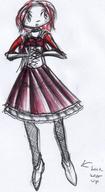 Splody colour dress female human ink ink_sketch open_mouth redhead sketch stockings // 792x1445 // 252.3KB