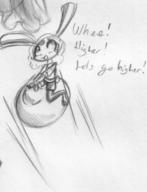 Luna author_indifferent balloon_bounce balloon_straddle balloons bounce bunny doodle female long_ears open_mouth pencil pencil_sketch rabbit shorts sketch // 446x584 // 42.8KB