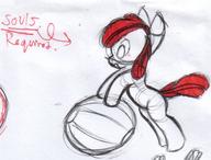 Apple_Bloom Friendship_is_Magic MLP MLPFiM My_Little_Pony author_like beachball blank_flank bow earth_pony female filly fim foal ink ink_sketch open_mouth pony sketch text what // 915x696 // 123.9KB