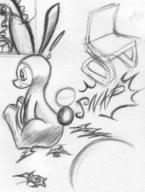 author_fancy author_like balloon_popping balloons bits bunny chair costume doodle ink ink_sketch long_ears open_mouth pony rabbit sketch snap sound_effect text // 788x1047 // 163.0KB