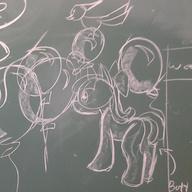 Apple_Bloom Friendship_is_Magic MLP MLPFiM My_Little_Pony Pony_Poppers arrow author_fancy author_like balloons blank_flank bow butt chalk chalkboard doodle earth_pony female filly fim open_mouth plot pony rump text // 988x988 // 116.4KB