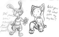 Kilo Ribbons author_dislike balloons blush bunny dialogue doodle embarrassed feline female ink ink_sketch long_ears male open_mouth pencil pencil_sketch shorts sketch surprised text // 1152x730 // 140.9KB