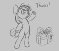 Apple_Bloom Friendship_is_Magic MLP MLPFiM My_Little_Pony Thanks author_fancy author_like digital digital_sketch female filly fim open_mouth pony present sketch text // 506x431 // 72.8KB