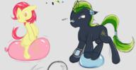 Fallout_Equestria FireAlpaca Toy_Bloon author_fancy author_like balloon_sitting balloon_stomping balloons colour cutie_mark digital digital_sketch female male missing_horn open_mouth pony sketch unicorn // 1302x670 // 397.4KB