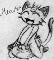 Meowth Nintendo Pokemon author_fancy balloons drool fanart open_mouth s2p sitting squish straddle tail_lift // 604x672 // 288.5KB