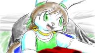 Bunni Red_Shirt Ribbons alternate_version author_fancy author_like bed cover long_ears non_canon open_mouth railing // 800x450 // 334.4KB