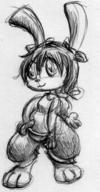 :3 Bunni Ribbons author_indifferent fluffy_tail ink_sketch long_ears // 454x874 // 309.8KB