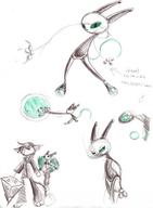 :3 BALLTHINGY Bubble_Menace Dr_Dragevilon KTAN author_like claws creature flying green_eyes ink_sketch long_ears robot smirk weapon // 593x805 // 340.1KB