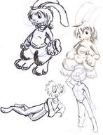 :3 Bunni Ribbons author_indifferent brush doodle featureless_crotch fluffy_tail ink_sketch long_ears silly // 570x742 // 422.0KB