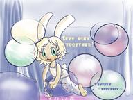 Bunni Luna author_like background balloons bed blond_hair bubble green_eyes open_mouth sitting squeaky straddle // 800x600 // 78.6KB
