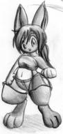 FIP author_indifferent female long_ears midriff pencil_sketch shorts // 816x1728 // 222.8KB