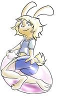 BANG Bunni Luna author_fancy author_like balloons blonde_hair blue_eyes long_ears midriff s2p shiny shorts smile straddle tail_view // 433x715 // 58.9KB
