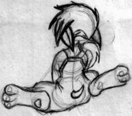 FIP author_indifferent brush ink overalls paws pencil_sketch tail_view // 573x504 // 39.8KB
